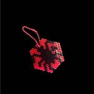 Red and Black Beaded Keychain